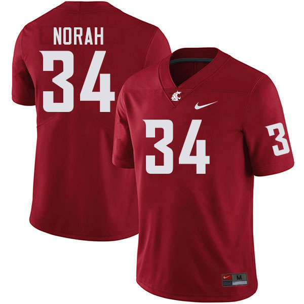 Men #34 Cole Norah Washington State Cougars College Football Jerseys Stitched-Crimson
